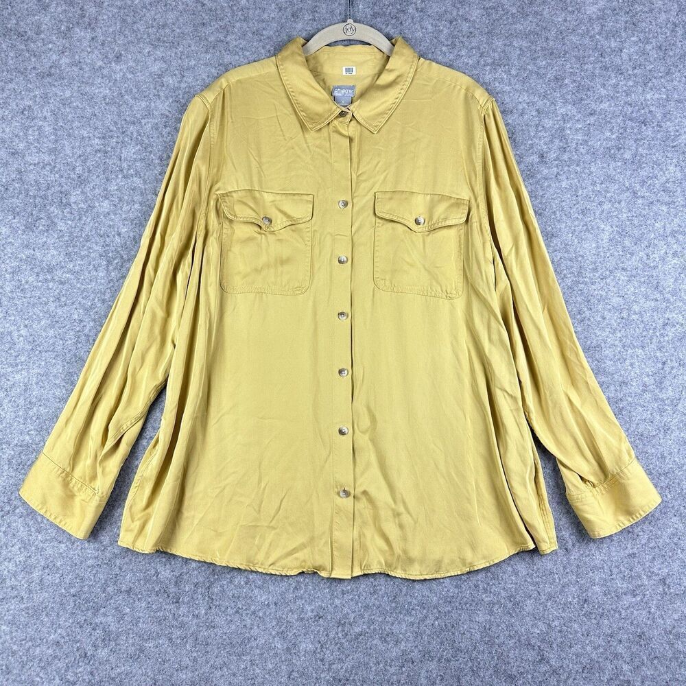 Chicos Size 4 Blouse Top Womens Long Sleeve Modal Button Modern Careerwear 20/22